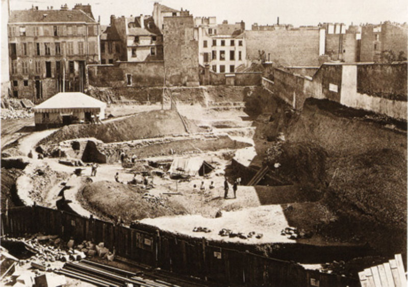 Excavation des Arènes de Lutèces en 1869