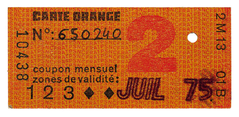Carte orange 2e classe - 1975